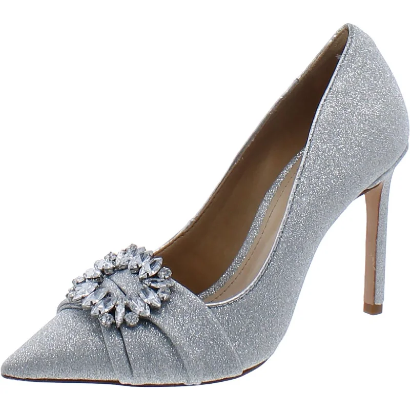 High heels with cushioned footbeds -high heels for elevated style-Schutz Womens Faux Leather Rhinestone Pumps