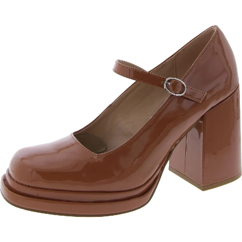 High heels with plush midsoles -high heels for work and play-Olivvia Womens Patent Square Toe Mary Jane Heels