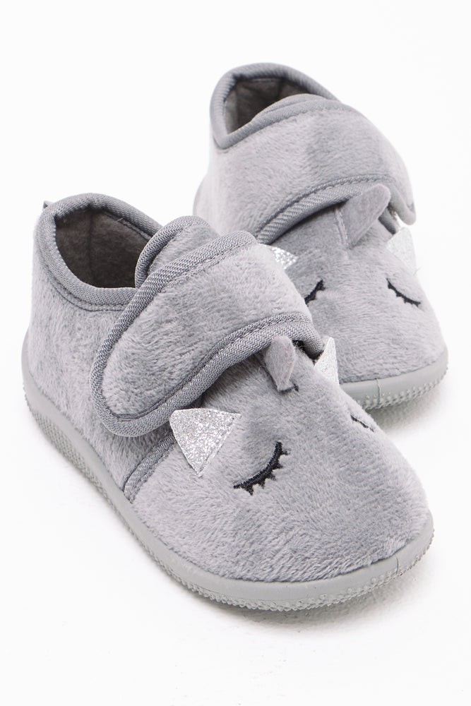 vibe slippers handmade-Unicorn Slipper Grey