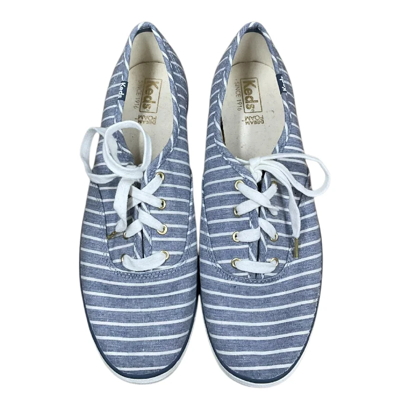 comfortable flats with trendy detailing-Shoes Flats By Keds In Blue & White, Size: 9