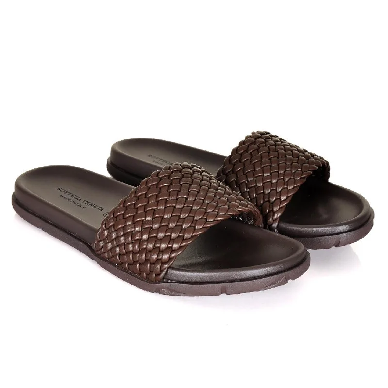 dazzle slippers metallic-Bottega Veneta Woven Leather Designed Slippers