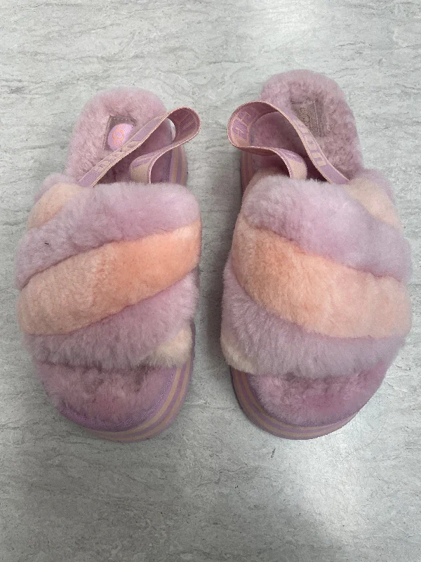 coral fleece slippers cozy-Slippers By Ugg In Purple, Size: 7