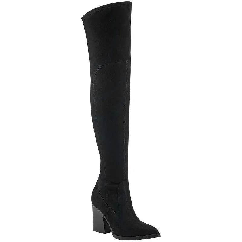 Lightweight tactical boots for women-Marc Fisher Womens Meyana Faux Suede Pointed Toe Over-The-Knee Boots