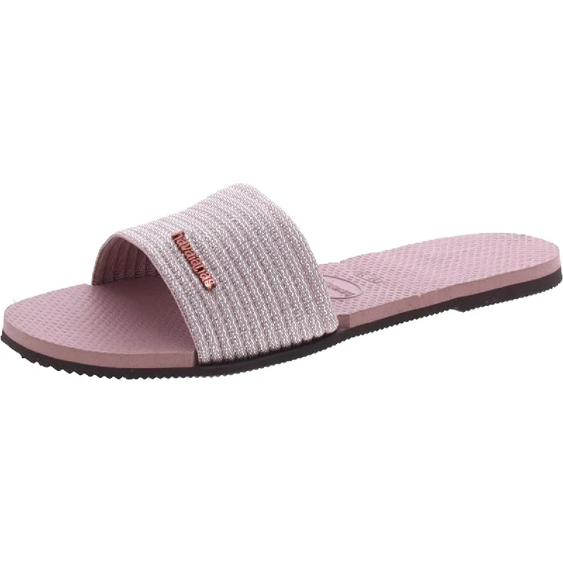 Cushioned sandals for ankle care-Havaianas Womens Casual Flat Slide Sandals