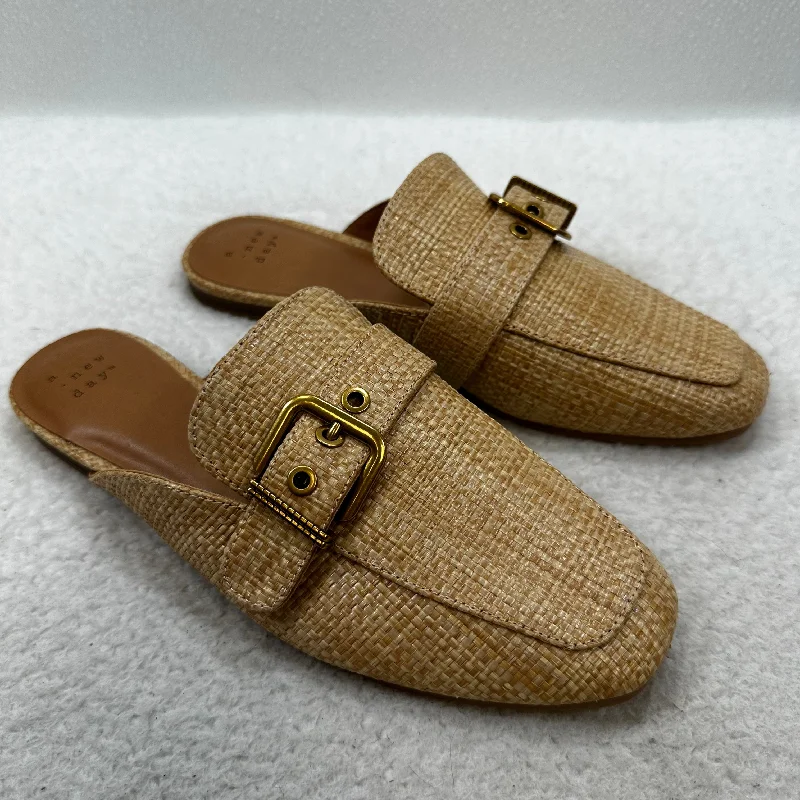 comfortable flats for easy wear-Shoes Flats Mule & Slide By A New Day In Straw, Size: 6.5