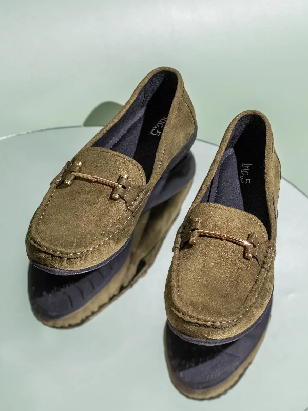 Loafers for office retreats -Womens Green Casual Square toe Loafers