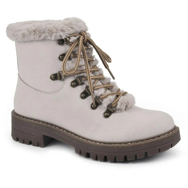 Lightweight boots for park walks-Cliffs by White Mountain Womens Hearten Faux Fur Zipper Combat & Lace-up Boots