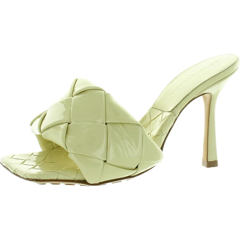 High heels with plush soles -stylish high heels with added comfort-Bottega Veneta Womens Patent Leather Woven Pumps