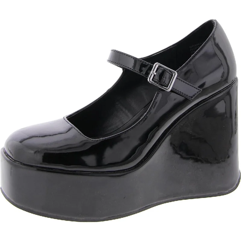 High heels with sleek uppers -comfortable high heels with added comfort-Nirvana Womens Patent Mary Jane Platform Heels