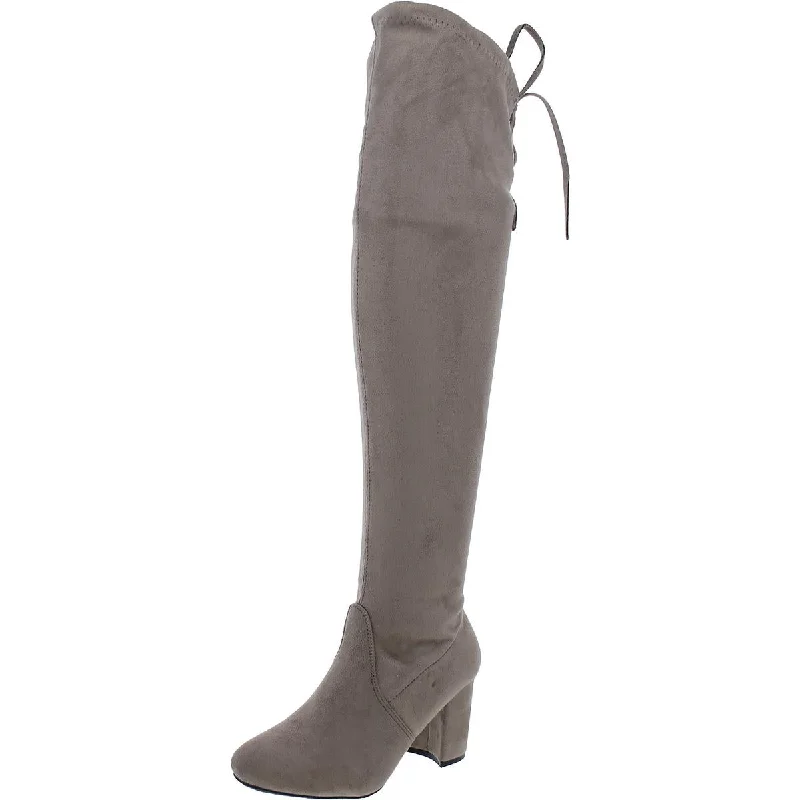 Best boots for ankle health-Olivia Miller Womens Faux Suede Casual Knee-High Boots