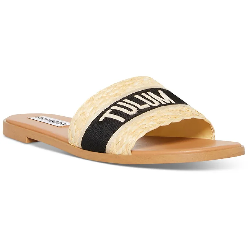 Lightweight sandals for city strolls-Steve Madden Womens Knox Square Toe Flat Slide Sandals