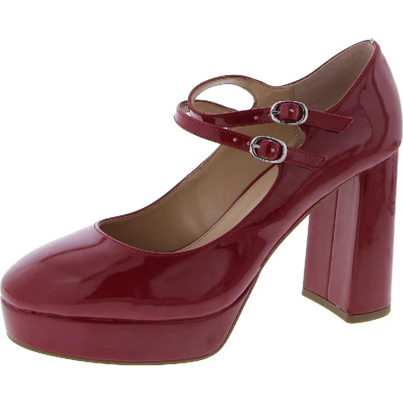 High heels for high-energy night dinners -high heels with adjustable strap-Tiara Womens Patent Mary Jane Platform Heels