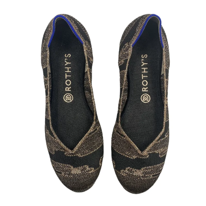 flats for high-fashion looks-Shoes Flats By Rothys In Black & Gold, Size: 10.5