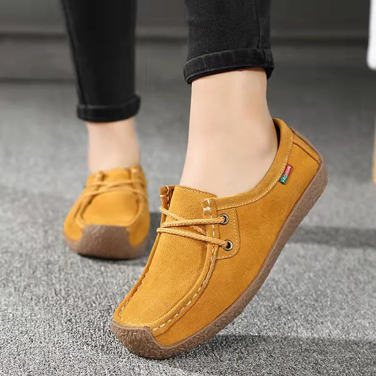 Loafers with tight stitching -Women Flats Summer Genuine Leather Shoes With Low Heels Slip On Casual Flat Shoes Women Loafers Soft Nurse Ballerina Shoes