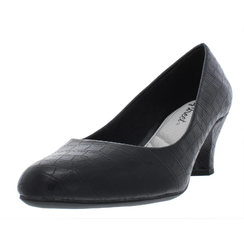 High heels with bold midsoles -comfortable high heels with sleek design-Fabulous Womens Faux Leather Embossed Pumps