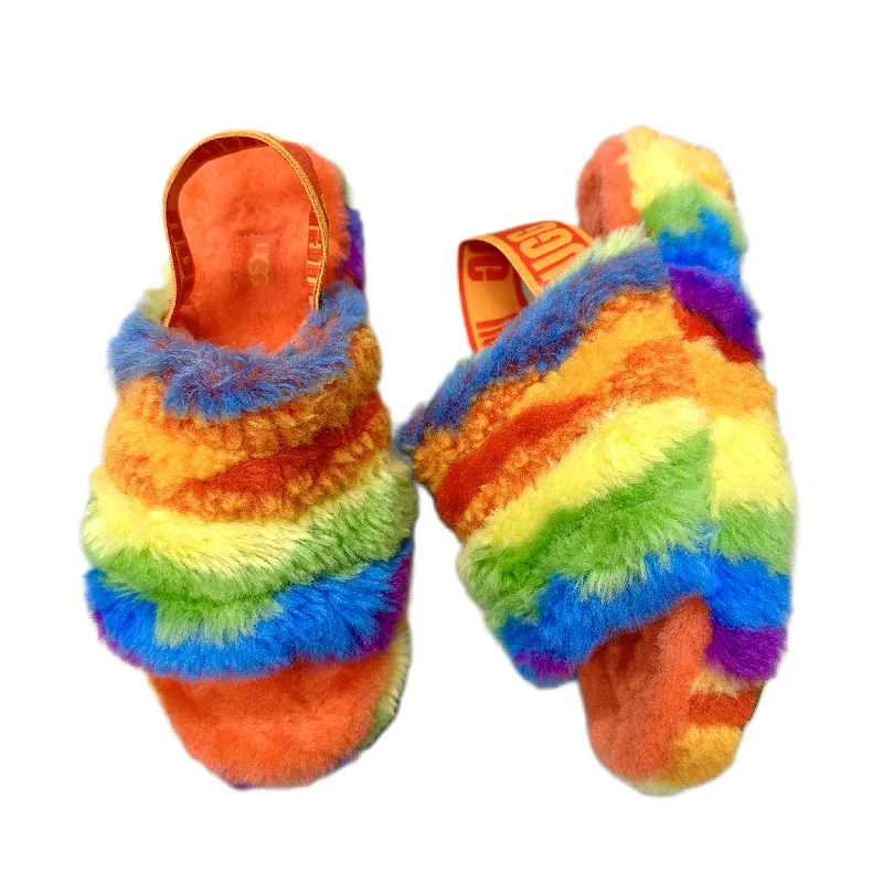 charm slippers support-Slippers Designer By Ugg In Rainbow Print, Size: 5