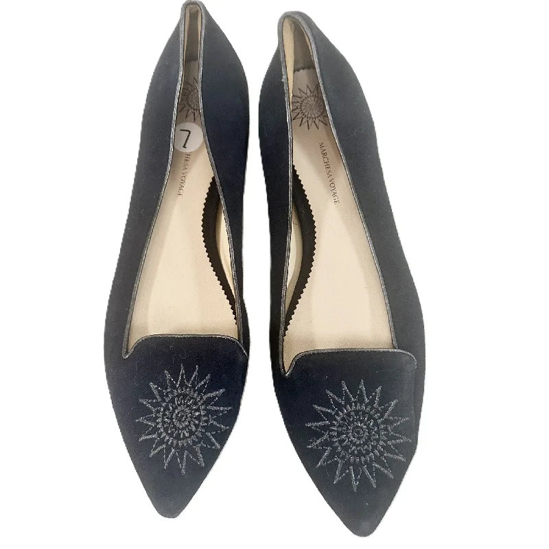 flats for relaxed, everyday look-Navy Shoes Flats By Marchesa Voyage, Size: 7