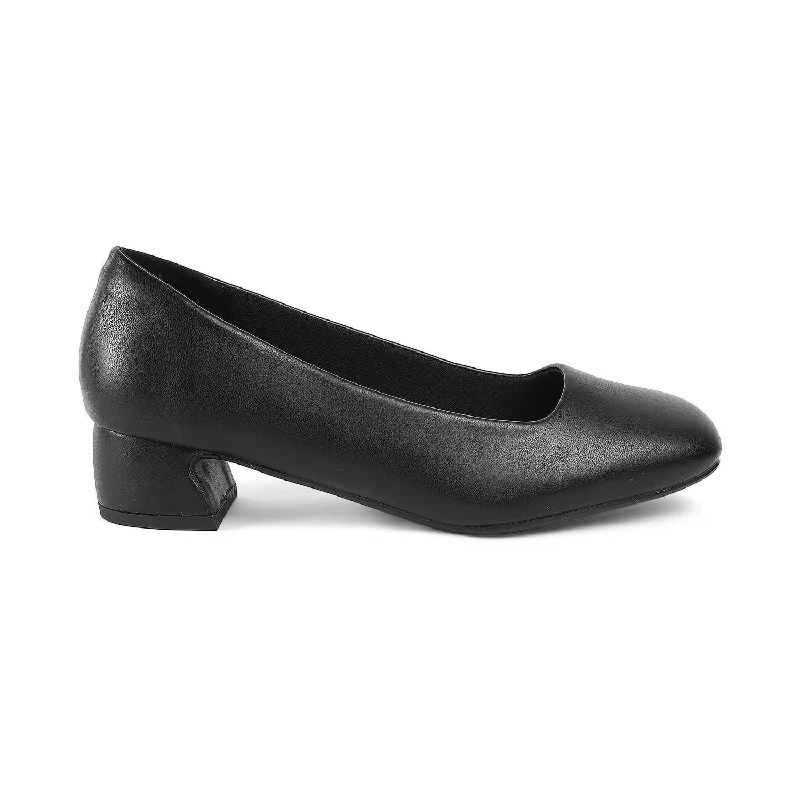 High heels with extra padding for support -high heels for women who love fashion-Tresmode Riyan Black Women's Casual Block Heel Pumps