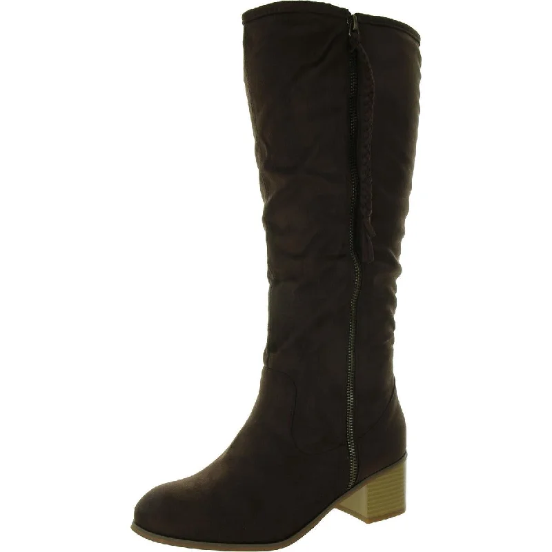 Best boots for wet hiking-Journee Collection Womens Faux Suede Zipper Knee-High Boots