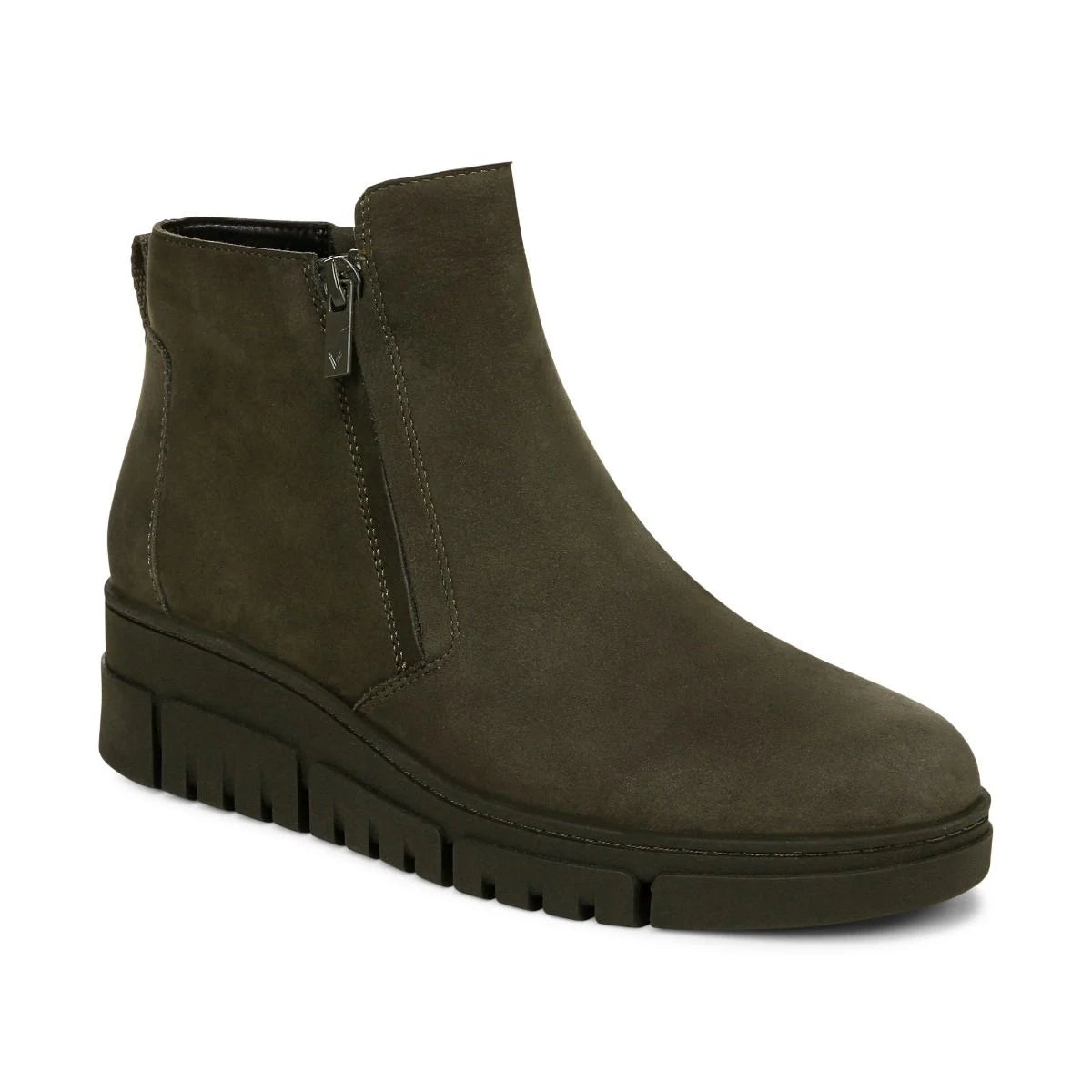 Rugged boots for arctic exploration-Vionic Uptown Sur Ankle Boot Dark Khakai Nubuck Leather Women's