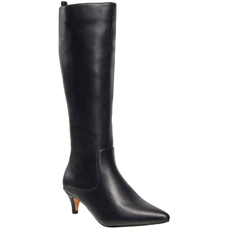 Heavy-duty boots for masonry-H Halston Womens Palma Vegan Leather Pointed Toe Knee-High Boots