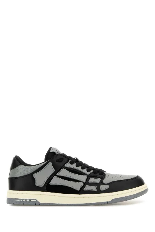 Athletic shoes with seamless construction -AMIRI Two-tone Leather Skel Sneakers for Men