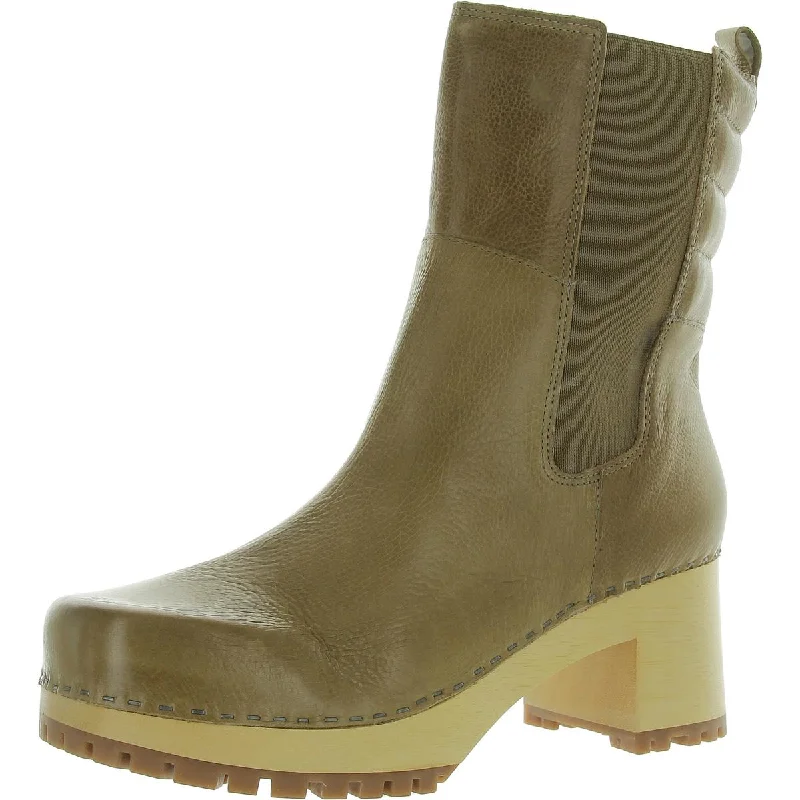 Rugged boots for mountain hikes-Mia Clogs Womens JUSTINA Leather Lugged Sole Mid-Calf Boots