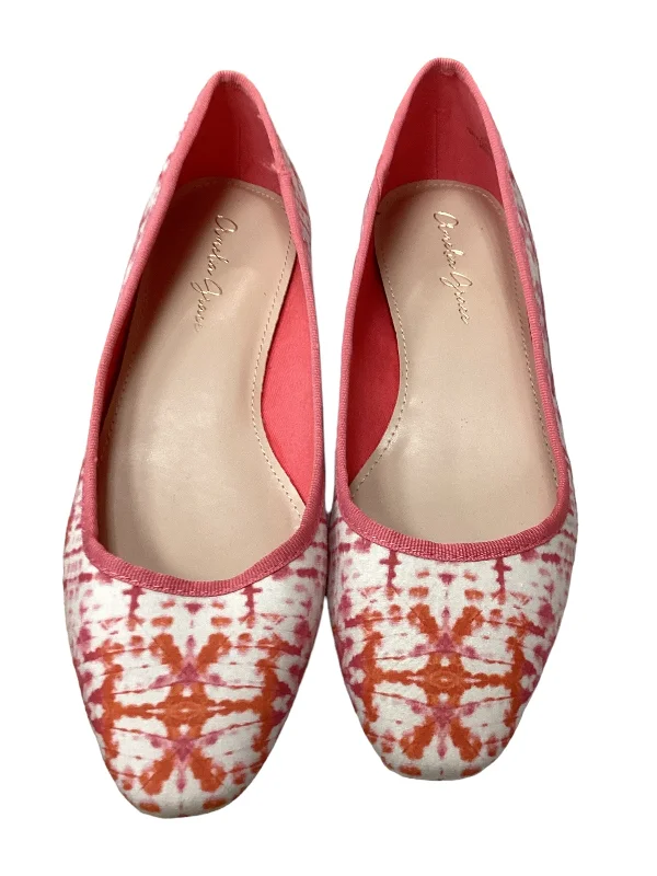 ballet flats for women-Shoes Flats By Clothes Mentor In Pink & White, Size: 8.5