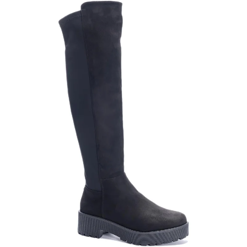 Lightweight boots for evening walks-Dirty Laundry Womens MabellineWC Faux Suede Knee-High Boots