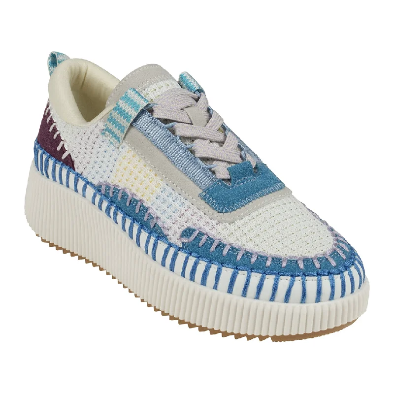 Athletic shoes with vibrant sole colors -Ceci Blue Lace-Up Sneakers