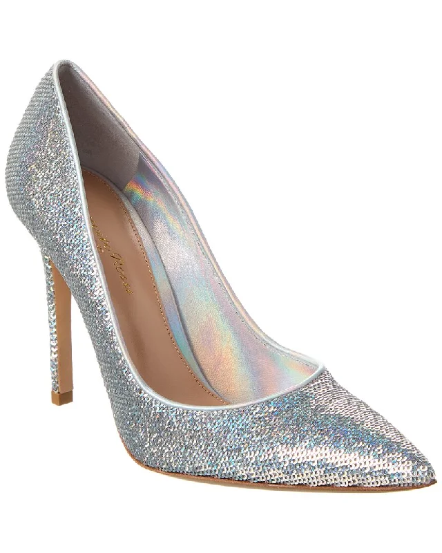 High heels with bold overlays -high heels for a chic appearance-Gianvito Rossi 105 Sequin & Leather Pump