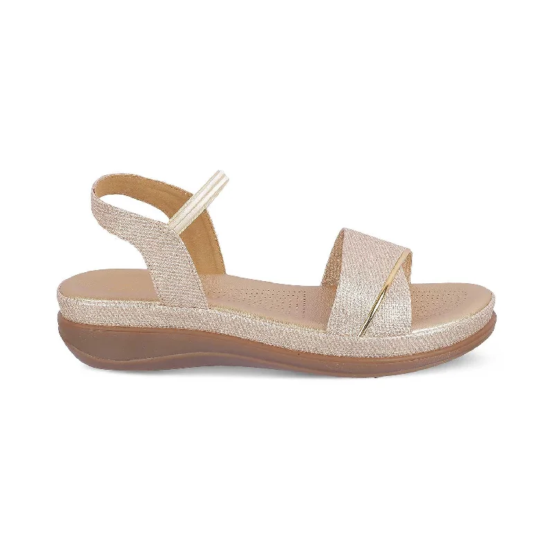 Trendy sandals for beach strolls-The Linz Gold Women's Casual Wedge Sandals Tresmode