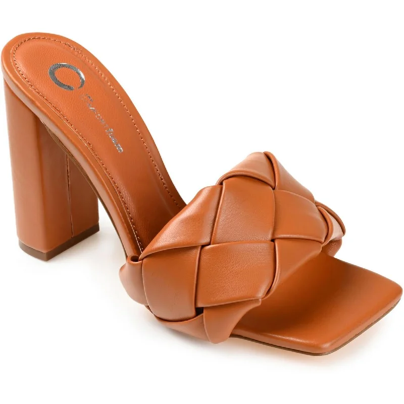 Non-slip sandals for wet paths-Journee Collection Womens Maysie Faux Leather Sandal Block Heels