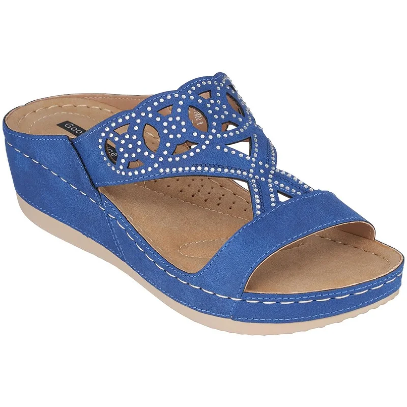 Soft sandals for outdoor fun-Good Choice Womens GANNI Cut-Out Rhinestone Wedge Sandals