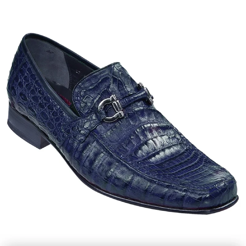 Casual loafers for picnics -Los Altos All-Over Navy Blue Crocodile Belly Loafers