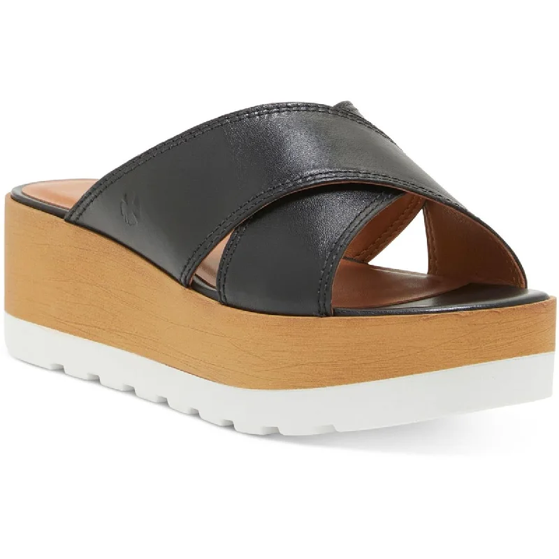 Soft sandals for warm trips-Lucky Brand Womens VEBONY      Leather Padded Insole Platform Sandals