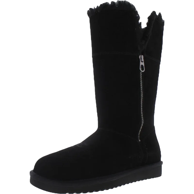 Waterproof boots for wet paths-Koolaburra Womens Aribel Tall Suede Zipper Shearling Boots