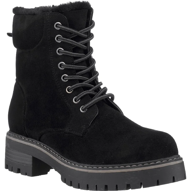 Fashionable suede boots for fall-Camila Black Lace-Up Boots