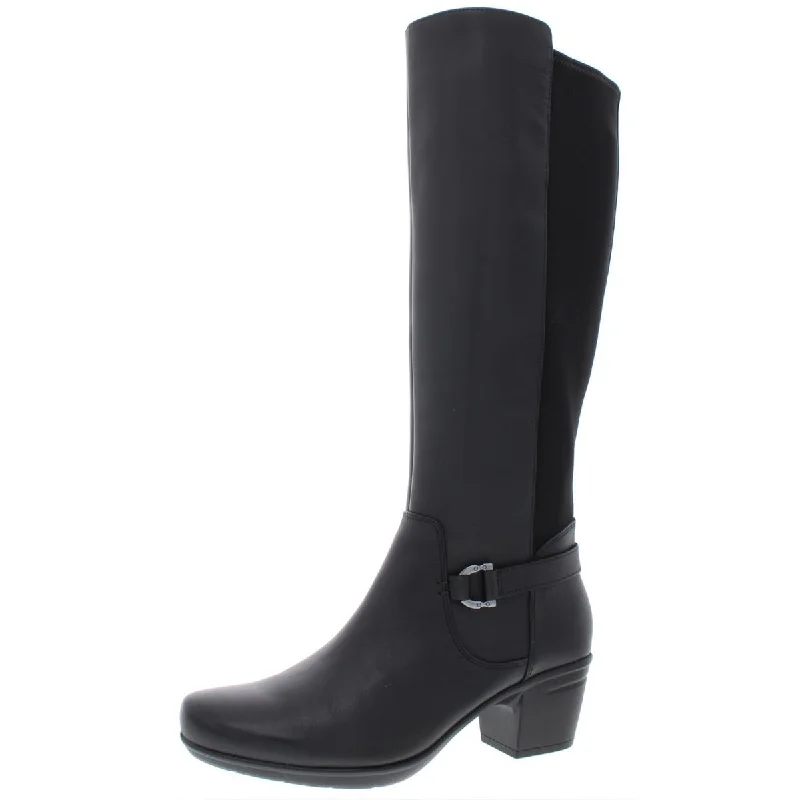 Fashionable boots for snowy nights-Clarks Womens Emslie March Leather Knee-High Riding Boots