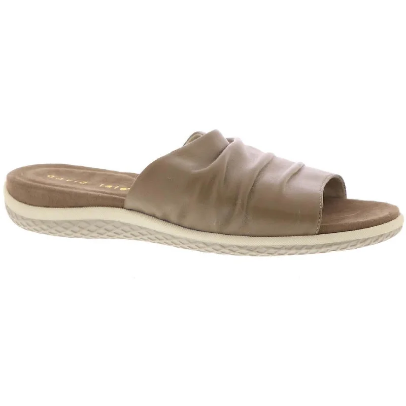 Breathable sandals for humid weather-David Tate Womens Soda Leather Open Toe Slide Sandals