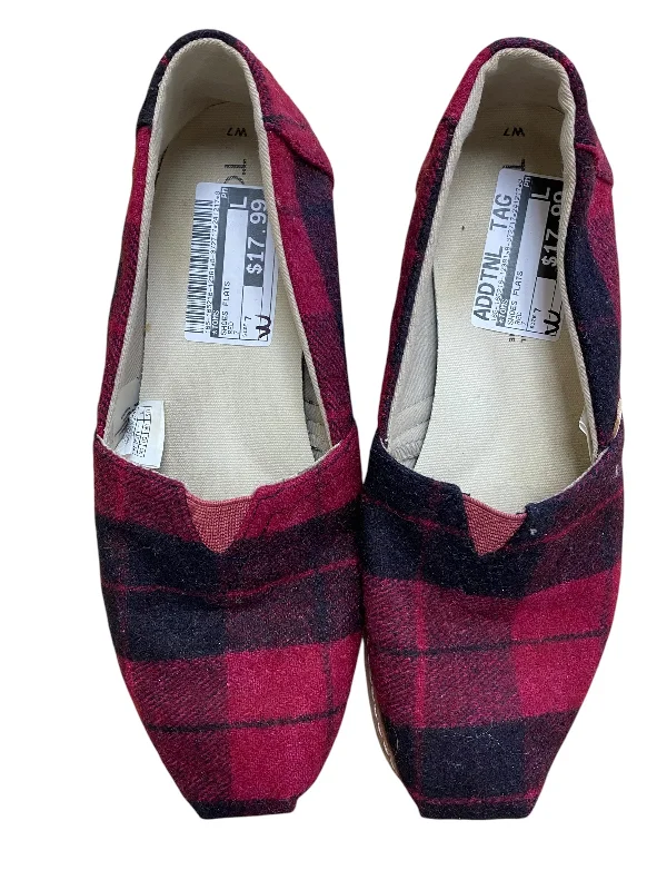 easy-to-wear fashionable flats-Shoes Flats By Toms In Red, Size: 7