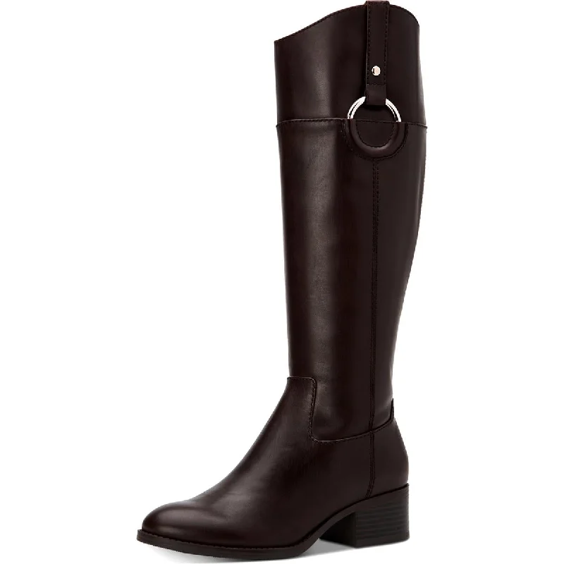 Fashionable boots for snowy paths-Alfani Womens Bexleyy Leather Knee-High Riding Boots