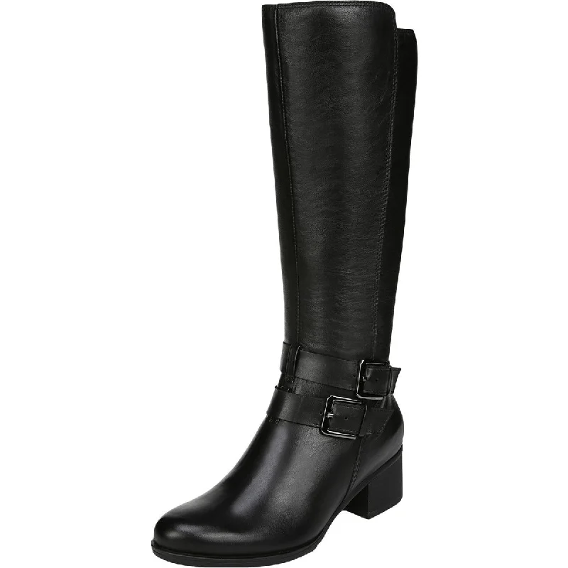 Fashionable boots for rainy treks-Naturalizer Womens Dale Leather Riding Mid-Calf Boots