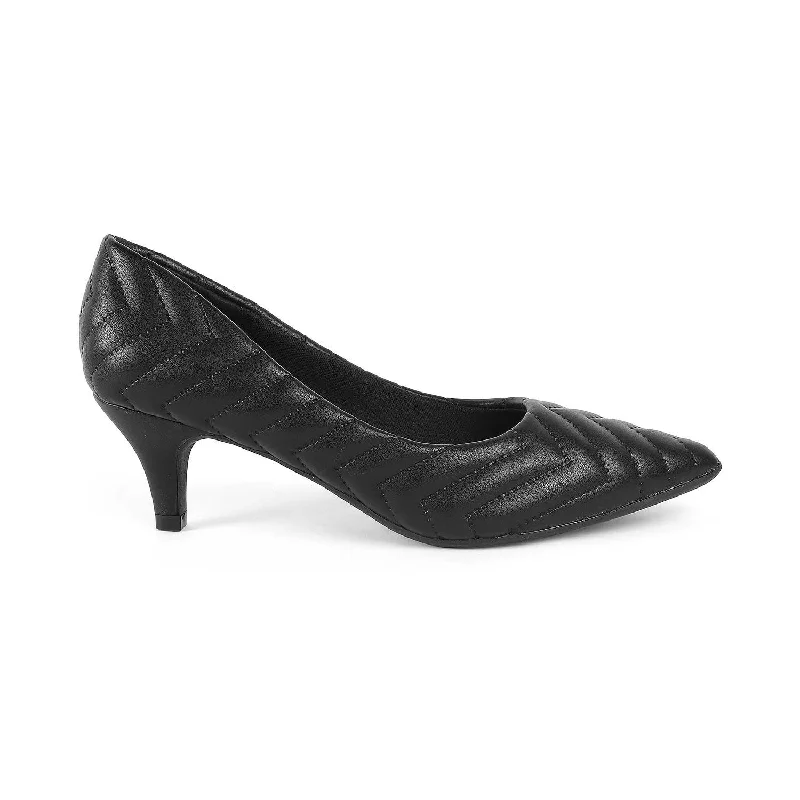 High heels for women with toe relief -high heels with leather straps for comfort-Tresmode Milenz Black Women's Dress Pumps