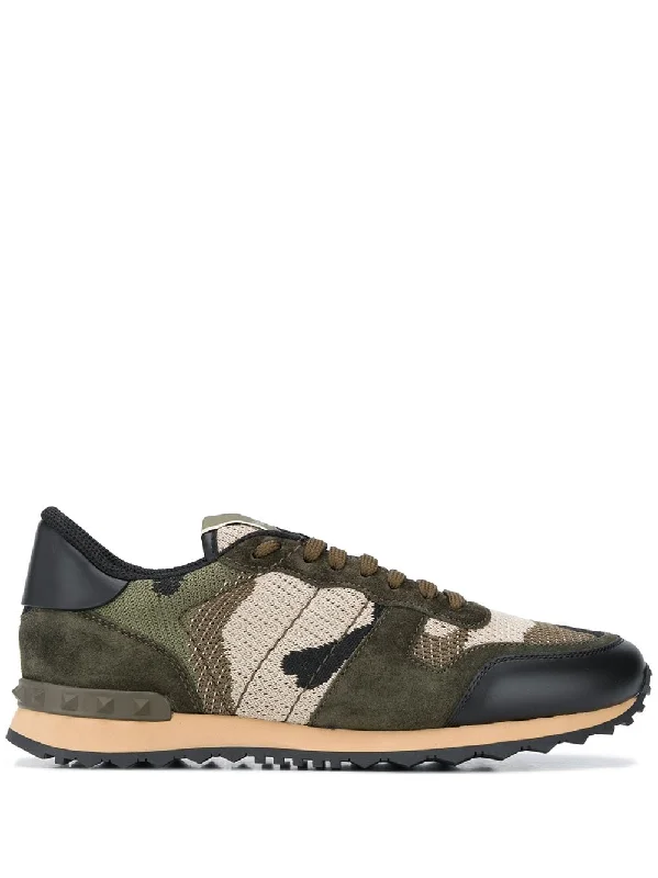 Athletic shoes for athletes with foot relief -VALENTINO GARAVANI Rockrunner Camo Leather Sneakers