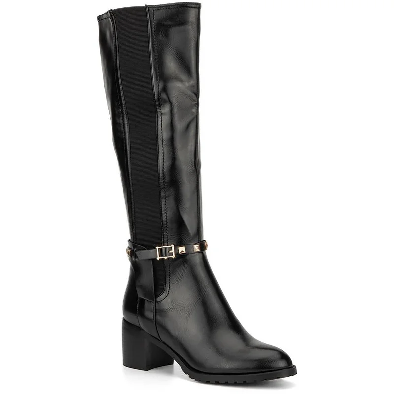 Affordable combat boots for teens-Torgēis Womens Destiny Faux Leather Knee-High Boots