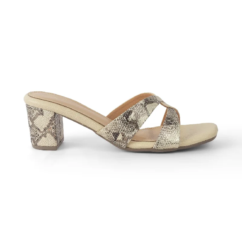 Lightweight sandals for warm strolls-Tresmode Snafun Beige Women's Dress Block Heel Sandals