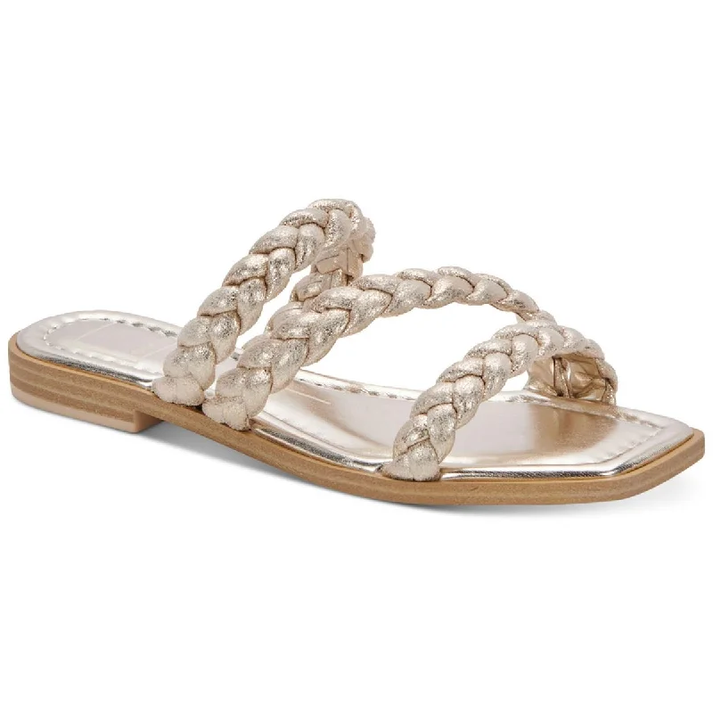 Affordable sandals for women’s wear-Dolce Vita Womens Iman Metallic Flat Slide Sandals