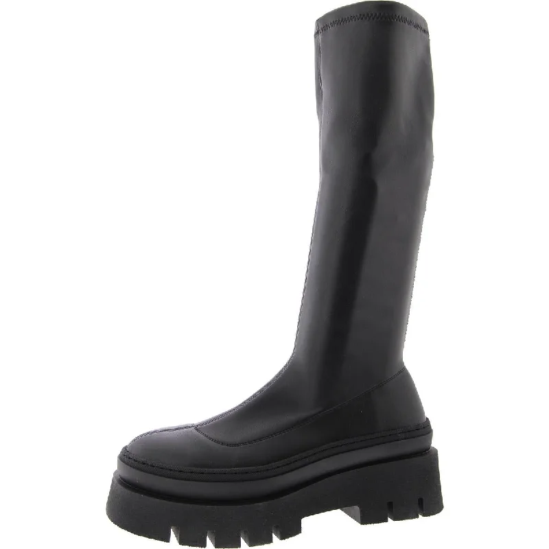 Slip-resistant boots for wet work-Steve Madden Womens Titan Faux Leather Padded Insole Knee-High Boots