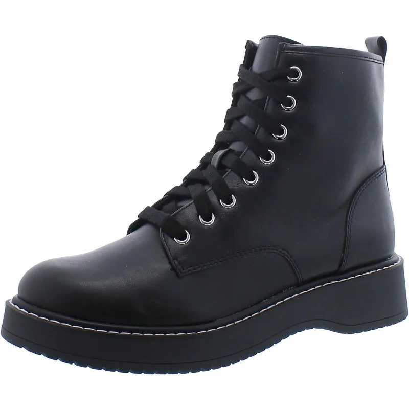 Trendy knee-high boots for winter-Madden NYC Womens Faux Leather Lug Sole Combat & Lace-Up Boots